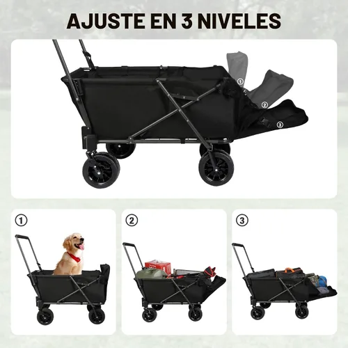 Miniatura 3 de REDCAMP Carro Plegable para Perros con Extremo Trasero Extensible de Servicio Pesado, 220L Carrito Utilitario Plegable Grande Cochecito para Perros
