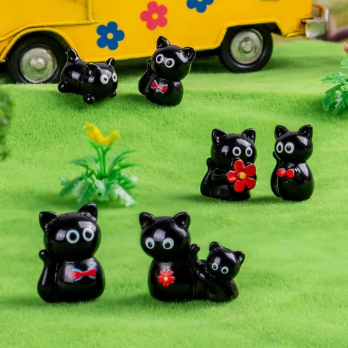 Miniatura 5 de 36 piezas Figuras de Gatos Negros en Mini de Resina Variedad de Animales Pequeños Pequeñas Figuras de Gatos en Miniatura a Granel para Accesorios