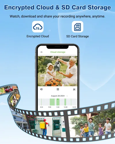 Miniatura 7 de Septekon Cámaras de seguridad PTZ inalámbricas de 360° para exteriores, cámaras solares alimentadas por batería para vigilancia del hogar, cámara