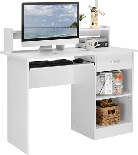 Miniatura 14 de Karl home Escritorio para ordenador de estudio y escritura, mesa para PC y portátil de madera para oficina en casa con estante de cajón, bandeja