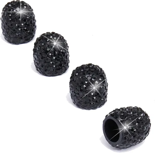 Tapas de vástago de válvula de neumático Bling para automóvil, 4 piezas universales de tapas de vástago de válvulas de aire de neumáticos negras
