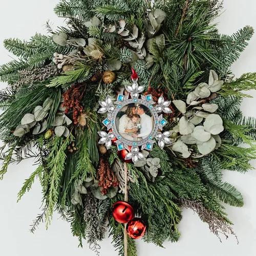 Miniatura 4 de GUOER Adornos de Marco de Fotos de Copo de Nieve para Árbol de Navidad, Regalo Conmemorativo de Vacaciones, Decoración del Hogar, Decoraciones