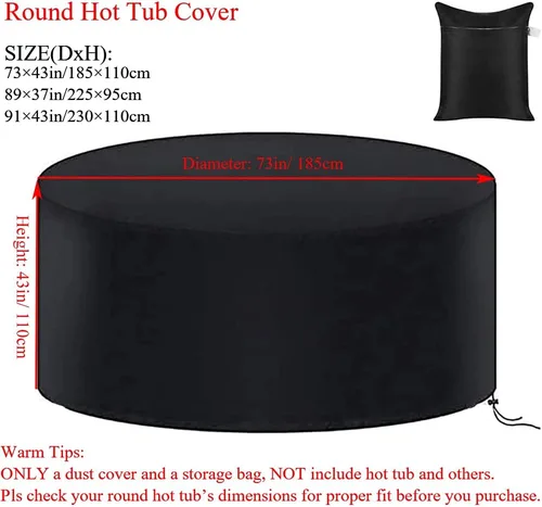 Miniatura 2 de Cubierta impermeable para bañera de hidromasaje, impermeable, portátil, redonda, inflable, protector para bañera de hidromasaje, piscina, muebles