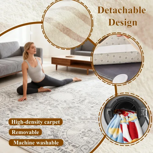 Miniatura 4 de Large Graphene Electric Heated Floor Mat, Electric Heated Area Rug with 60 Gear Adjustment Temperature, Plug in Heating Mat, for Home Office Study