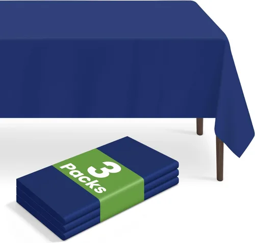Miniatura 92 de Paquete de 6 manteles de plástico desechables azules y blancos a cuadros, manteles de plástico azules para fiestas, 54 x 108 pulgadas impermeables