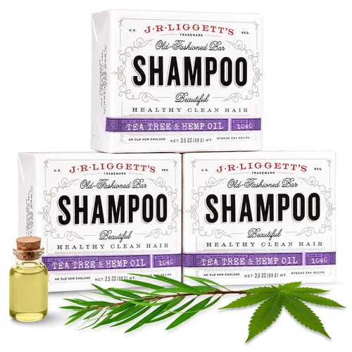 J·R·LIGGETT'S Barra de champú – Fórmula de árbol de té, barra de champú sólida totalmente natural para cabello con aceite de coco y aceite de