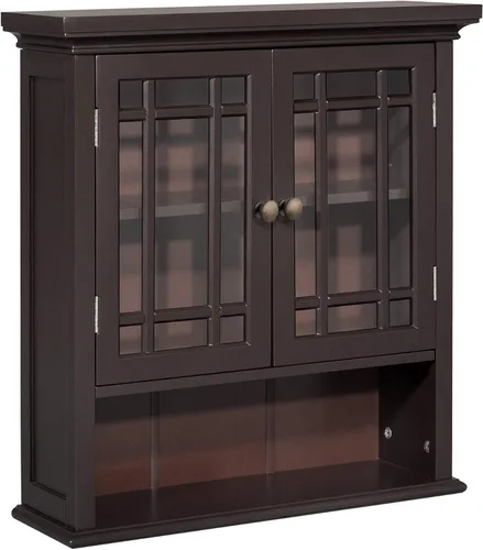 Teamson Home Neal Botiquín de Pared de Madera Removible Sobre el Inodoro para Baño con 1 Estante Fijo y 1 Ajustable, 3 Espacios de Almacenamiento, 2