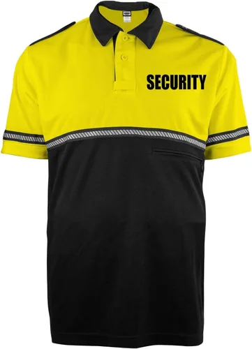 First Class Camiseta Bike Patrol con rayas reflectantes - Camisa de alta visibilidad Amarillo con ID de seguridad