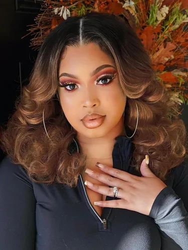 WIGER Pelucas cortas y grandes rizadas con encaje frontal, peluca de ondas sueltas, pelucas cortas onduladas estilo Bob para mujeres negras, color