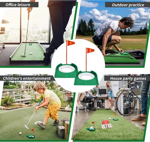Miniatura 7 de Sotiff 9 Pack Golf Putting Cup and Flag Plastic Golf Hole Training Aids Training Putters for Indoor Outdoor Men Women Office Backyard Garage Rojo