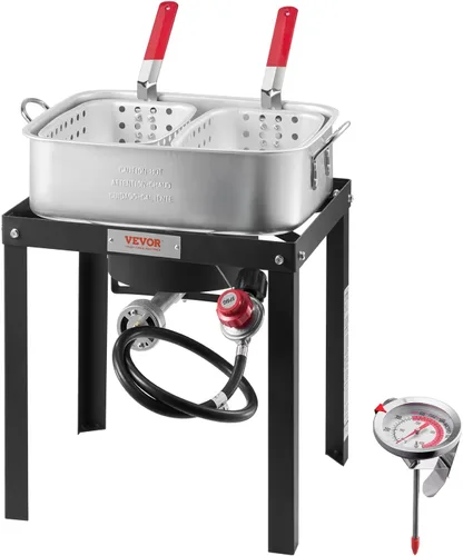 Miniatura 14 de VEVOR Freidora de Pescado y Alitas de 10 Qt, Kit de Freidora de Pescado de Propano de Aluminio, Freidora Profunda para Exteriores Olla para Mariscos