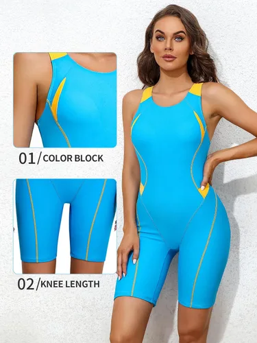Miniatura 3 de ATTRACO Trajes de baño atléticos de una pieza para mujer, trajes de baño Boyleg con espalda cruzada