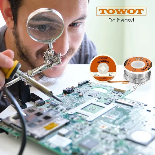 Miniatura 6 de TOWOT Alambre de soldadura de núcleo de colofonia de plomo de estaño para soldadura eléctrica, contenido 1.8% flujo de soldadura Sn60-Pb40
