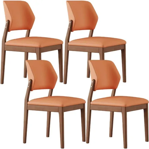 Miniatura 28 de YVYKFZD Wooden Dining Chairs Set, Leather Dining Room Chair, Upholstered Kitchen Chairs with Curved Backrest, Armless Living Room Chair, for Bedroom