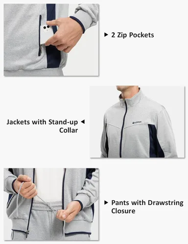 Miniatura 4 de TBMPOY Conjunto deportivo para hombre, 2 piezas, casual, atlético, para correr, calentar, con cremallera completa