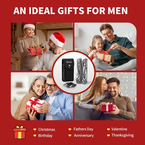 Miniatura 8 de Regalos de Navidad para hombres, papá, WETOLS 21-en-1 multiherramientas con cuchillo de bolsillo, alicates autoblocantes de acero inoxidable con 8