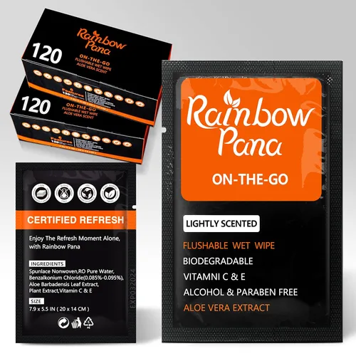 Miniatura 10 de RainbowPana Toallitas desechables, 40 unidades, PARA LLEVAR envueltas individualmente - Toallitas para glúteos para mujeres y hombres, Toallitas