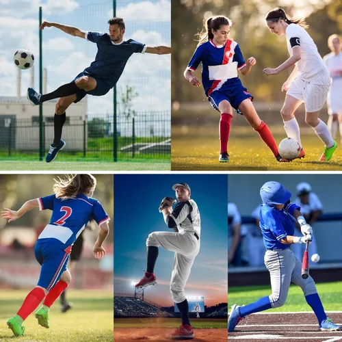 Miniatura 7 de Ultrafun 4 pares de calcetines de fútbol acolchados hasta la rodilla para hombres, jóvenes y niños