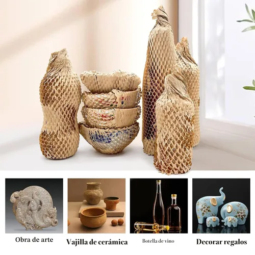 Miniatura 7 de Papel de embalaje de panal de abeja, papel de embalaje de 15 x 131 pies, alternativa alternativa para envoltura de amortiguación de burbujas