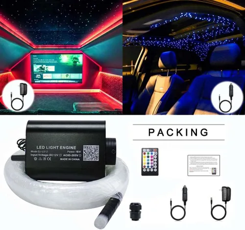 Miniatura 7 de AZIMOM Bluetooth 16W RGBW Luces de Fibra Óptica para Techo de Estrellas, Kits de Iluminación, 450 piezas, 0.03 pulgadas, 9.8 pies, Activadas por