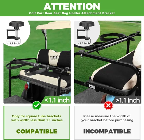 Miniatura 7 de 10L0L Soporte universal para bolsa de carrito de golf, accesorio ajustable para asiento trasero sin taladros para 2+2 plazas, se adapta a Yamaha