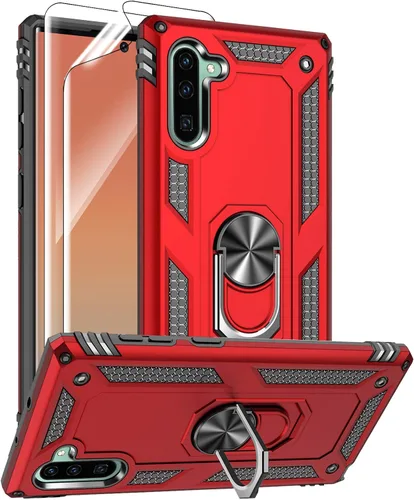 Miniatura 8 de Funda para Samsung Galaxy Note 10, Note10 con protectores de pantalla HD, soporte de anillo de metal de grado militar con soporte de anillo de Negro