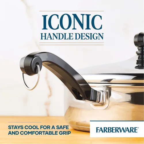 Miniatura 5 de Farberware Tapa clásica de acero inoxidable para freír, Sartén para saltear (2.75 cuartos de galón), Plateado