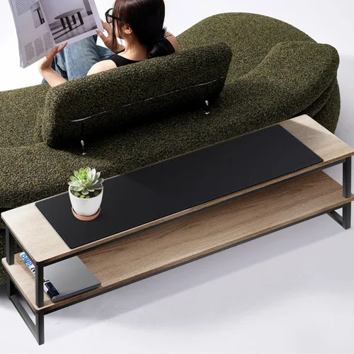 Miniatura 2 de MAIDERN Cubierta de mesa estrecha de 39.4" x 7.9", tapete reversible de cuero y corcho para mesa consola, protector de mesa largo y delgado