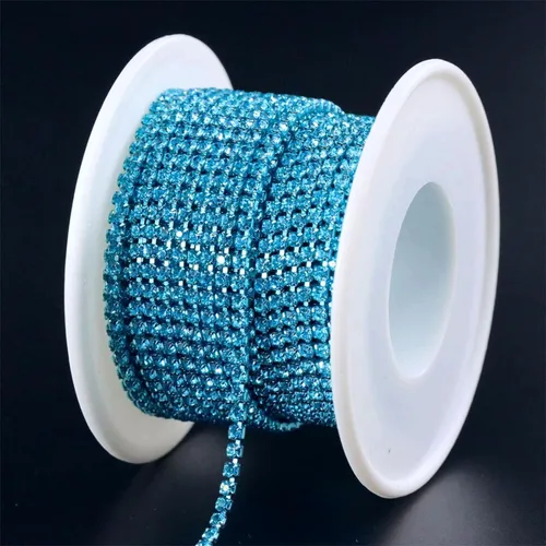 Jerler Cadena de cierre SS6.5/0.079 in con diamantes de imitación de cristal de 10 yardas para manualidades de costura, ideal para bodas, fiestas,