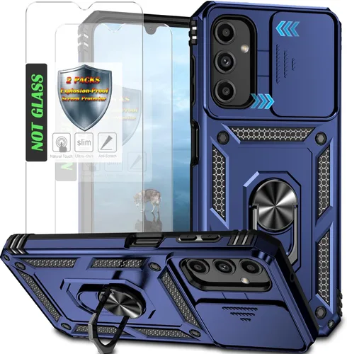 Miniatura 15 de Funda para Galaxy A26 con cubierta para lente de cámara, protector de pantalla HD, protección contra caídas de grado militar, soporte de anillo