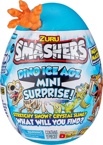 Miniatura 7 de Huevo sorpresa mini de dinosaurios de la era del hielo de Smashers por ZURU Triceratops con muchas sorpresas! - Slime, juguete de dinosaurio