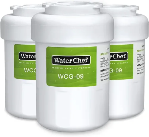 WaterChef MWF - Filtro de agua para refrigerador WCG-09 (paquete de 3) para GE MWF, GWF, MWFA, GWFA, GW06, Hotpoint HWF, HWFA, NSF/ANSI certificado