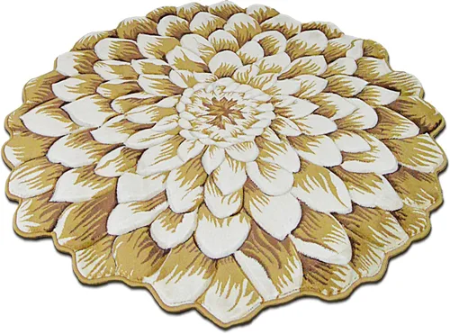 Miniatura 2 de Alfombra redonda de 2 pies con forma de flor, bonita alfombra de felpa con forma de flor, para dormitorio, suelo, sala de estar, alfombra 303 beige