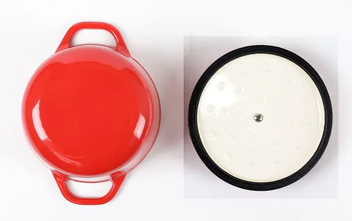 Miniatura 5 de HAWOK Horno holandés de hierro fundido esmaltado de 1.5 cuartos de galón, diámetro 6.3 pulgadas con tapa, rojo