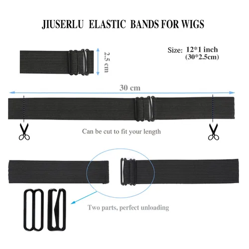 Miniatura 3 de Correas ajustables para pelucas y hacer pelucas, bandas ajustables para peluca (negro, 1 pulgada x 6 piezas)