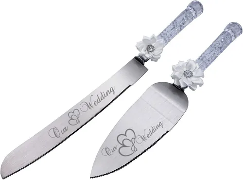 Miniatura 13 de GIFTS INFINITY Nuestros corazones entrelazados de boda, lazo de mango de plástico de cristal transparente, bonito regalo y gran artículo de Beige