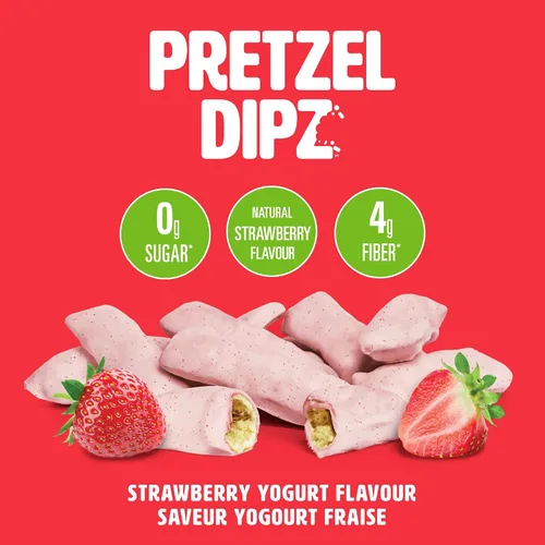 Miniatura 3 de Palitos de pretzel sin azúcar, patatas fritas de pretzel dietético cubiertas de yogur de fresa, dulces, salados, crujientes, perfección crujiente