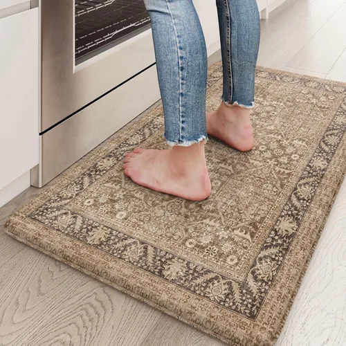 Miniatura 13 de KIMODE Alfombra de Cocina Antifatiga 2 Piezas, Alfombras de Cocina Antideslizantes e Impermeables, Alfombra de Cocina de Estilo Rústico en Gris