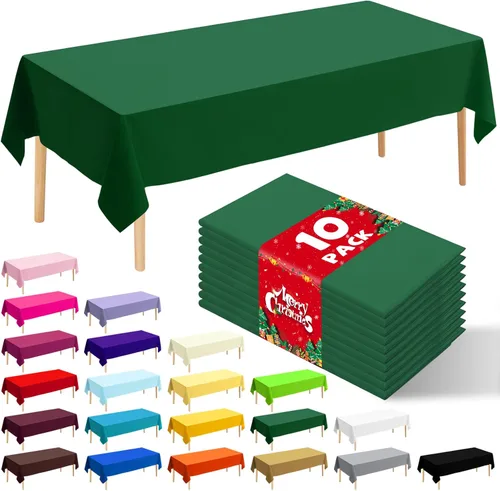 Miniatura 46 de Paquete de 10 manteles desechables de plástico premium de 54 x 108 pulgadas, mantel rectangular para mesa, para cumpleaños, bodas, Navidad, Beige