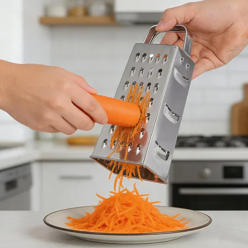 Miniatura 3 de MAGICLULU Rallador de queso de caja de 8 pulgadas con asa, cortador de verduras de 4 lados de acero inoxidable resistente, triturador y rallador