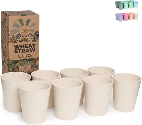 Miniatura 11 de Grow Forward Vasos de plástico prémium para niños, vasos de paja de trigo irrompibles de 13 onzas para niños, vasos para beber sin BPA no tóxicos