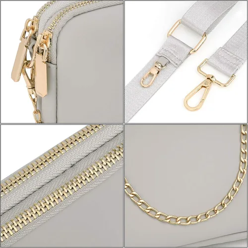 Miniatura 4 de UTO Pequeñas bolsas cruzadas para mujer, 3 en 1, diseño de moda, mini cangurera con correa