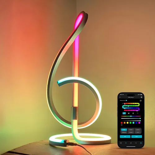 Miniatura 9 de Lepro TB1 Lámpara de mesa inteligente AI, luz de escritorio RGB+IC que cambia de color habilitada para Alexa y Google Home, sincronización