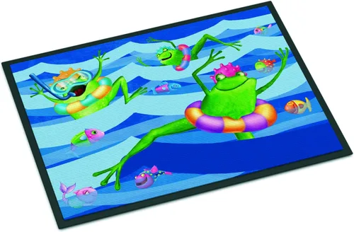 Caroline's Treasures APH0089JMAT - Tapete de natación con ranas de 24 x 36 pulgadas, para interiores y exteriores, para entrada, antideslizante,