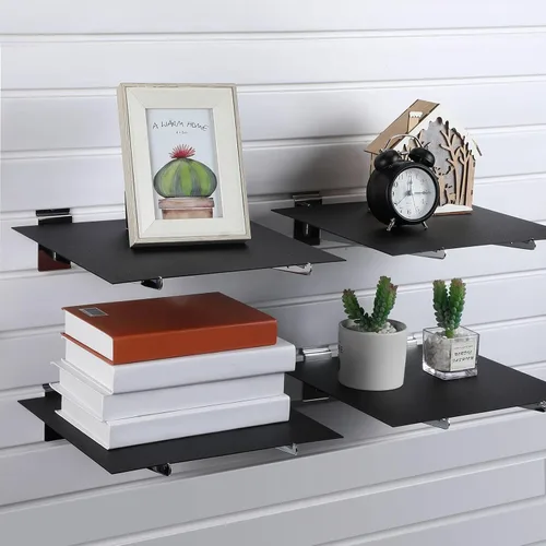 Miniatura 2 de Therwen 24 piezas de 12 pulgadas cromo Slatwall soporte de estante para cuchillos con soportes de metal para labios, ganchos para colgar Slatwall