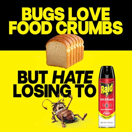 Miniatura 5 de Raid Ant & Roach Killer Spray para insectos enumerados, sigue matando durante semanas, aroma a limón, 17.5 onzas
