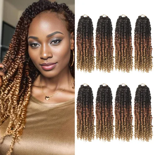 Miniatura 35 de Bileaf Cabello de Ganchillo Passion Twist Pre-retorcido de 10 Pulgadas, 8 Paquetes de Ganchillo Passion Twist, Cabello Corto Passion Twist