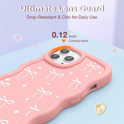 Miniatura 3 de Compatible con iPhone SE/8/7 Funda para Mujeres y Niñas, Marco Ondulado Rizado con Patrón Lindo, Estética Delgada Suave Silicona TPU Parachoques