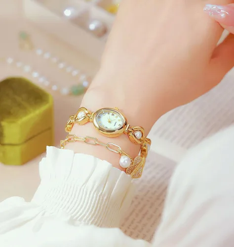 Miniatura 7 de ADSBIAOYE Elegante reloj de vestir para mujer con perla de moda, reloj de esfera ovalada, pulsera de regalo para mujer, reloj analógico impermeable