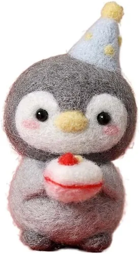Miniatura 10 de Kit de fieltro de aguja de lana de pingüino para principiantes, kit de fieltro con almohadilla de fieltro de aguja, agujas de fieltro, lana